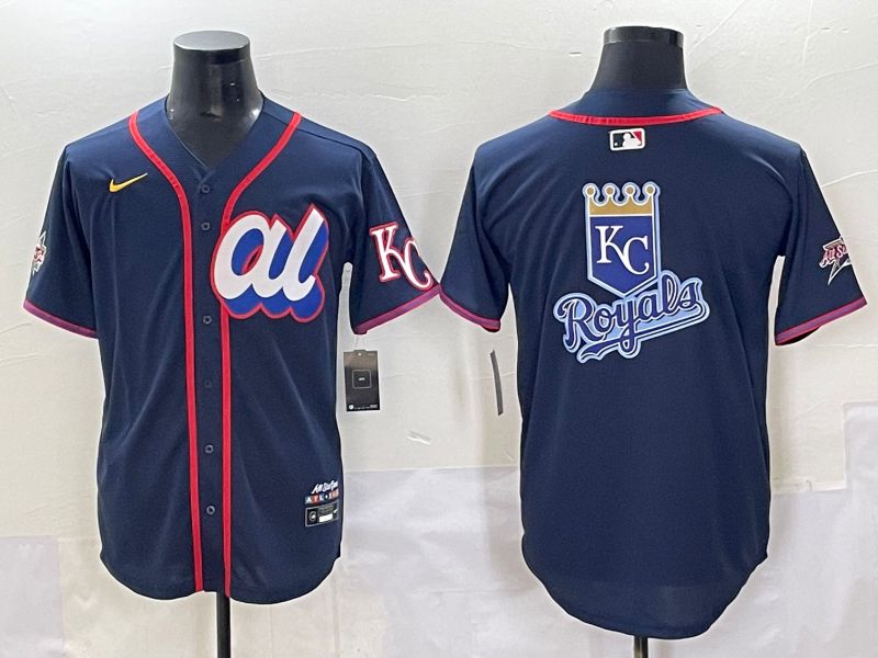 Men 2025 Kansas City Royals Blank Drak Blue All star Blank Blue Nike MLB Jersey style 2->kansas city royals->MLB Jersey